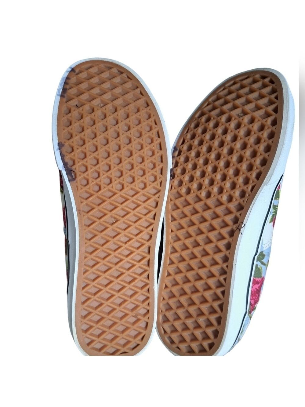VANS checkerboard roses floral lace up Canvas Low Skate sneakers coastal 7.5 - Picture 10 of 10